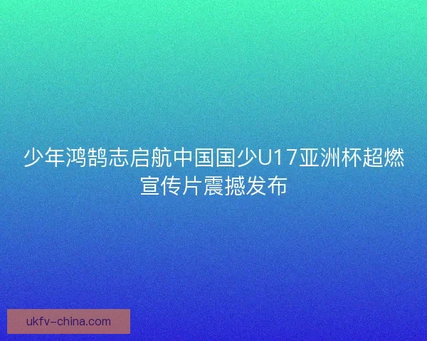 少年鸿鹄志启航中国国少U17亚洲杯超燃宣传片震撼发布
